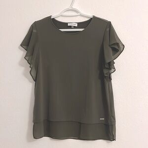 SALE🎉Calvin Klein Dressy Short Sleeve Ruffle Top